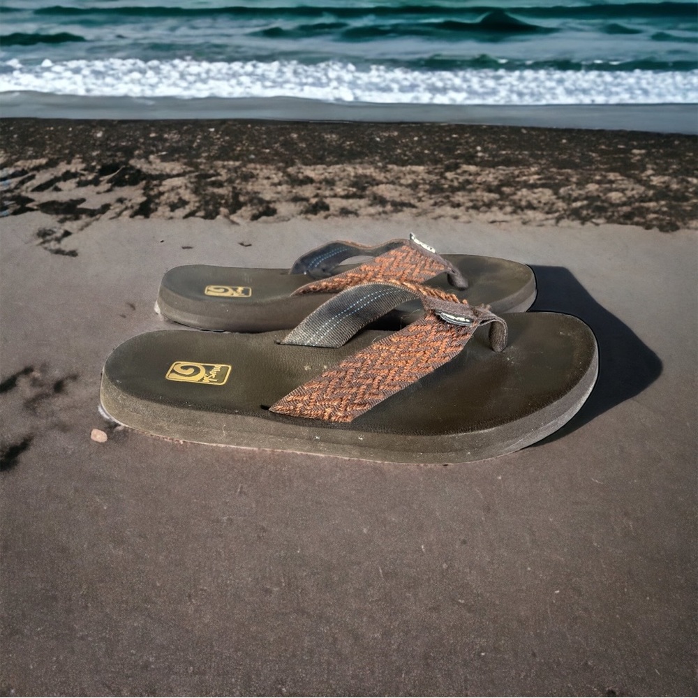 Teva Sandals Men’s Flip Flop Brown Beige Pattern Size 8 Teva 90s Minimalist